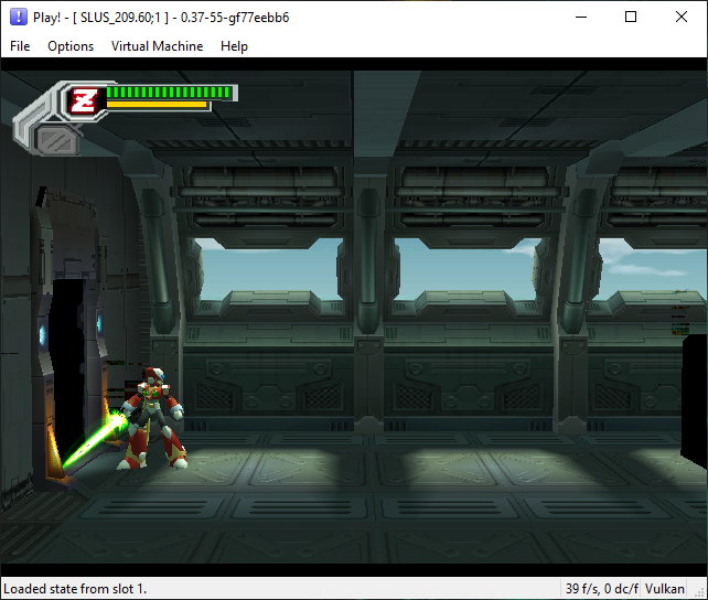 Play! PS2 emulator running Mega Man X8 - image from PSEmu.pl :: recent news, latest files, free homebrew games, all you want in topic of PS2 emulation. Pliki, wiadomości, darmowe gry homebrew.