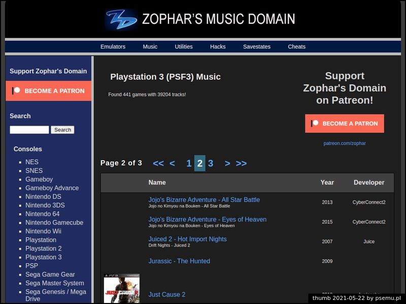 Zophar PS3 music