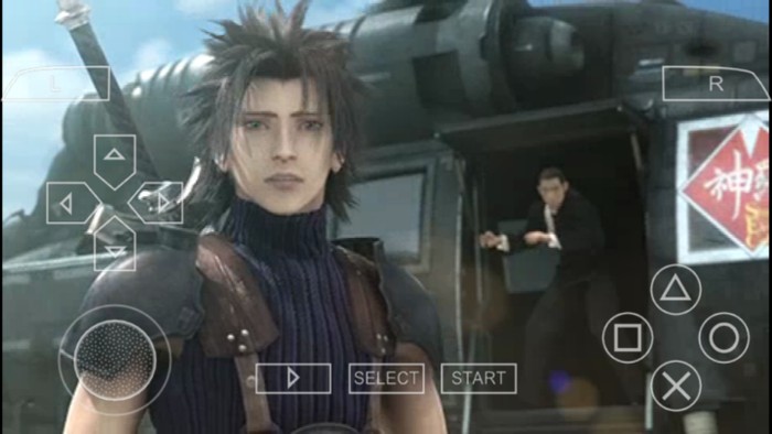 PPSSPP emulator running FF7:Crisis Core - image #001 from PSEmu.pl Visit for latest news and files related to PSP emulation for PC and mobile systems. PPSSPP, JPCSP, soywiz emulators for Windows, Linux, macOS and android system. Visit PSEmu.pl for free PSP games and latest emulators