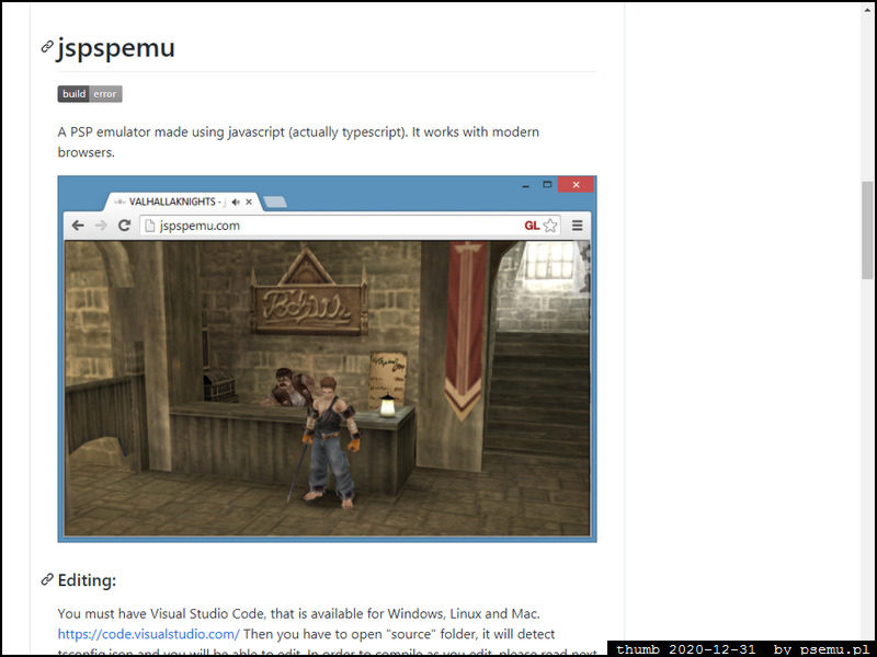 jspspemu on Github - image from PSEmu.pl Visit for latest news and files related to PSP emulation for PC and mobile systems. PPSSPP, JPCSP, soywiz emulators for Windows, Linux, macOS and android system. Visit PSEmu.pl for free PSP games and latest emulators